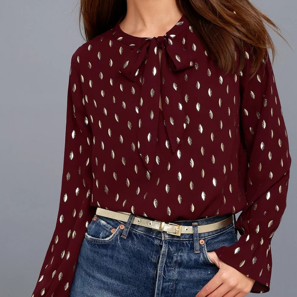 Burgandy and gold blouse